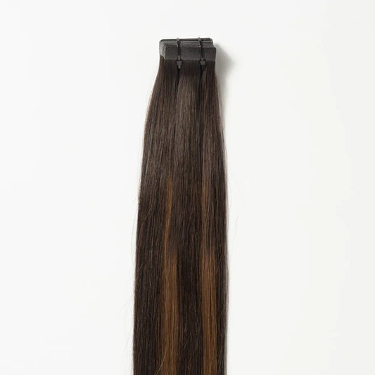Tape-In Extensions - Dark Chocolate Brown Balayage 1A+4